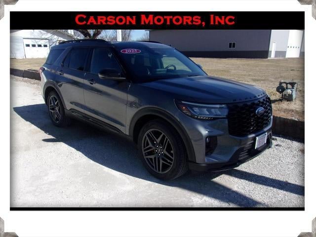 2025 Ford Explorer ST in Carb Gray — front three-quarter view
